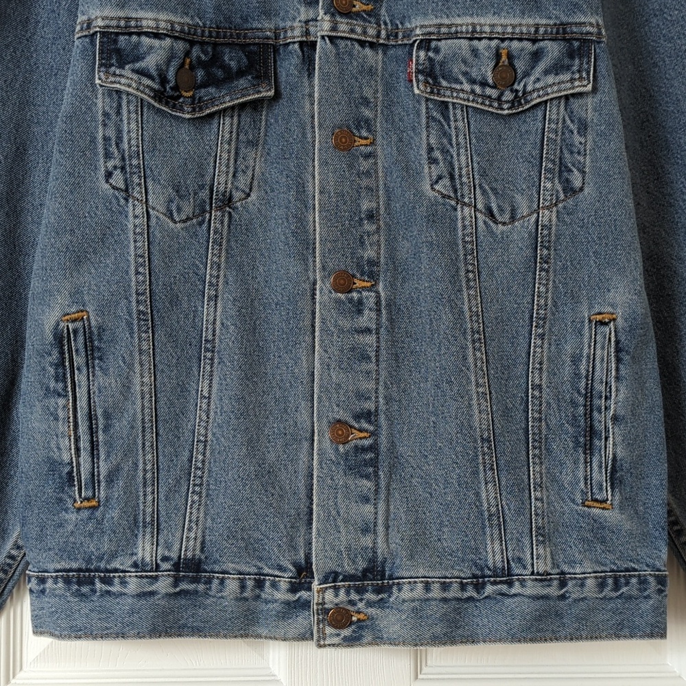Levi's 2001 Vintage Deadstock USA American Flag Graphic Relaxed Trucker Jacket L - Picture 10 of 16